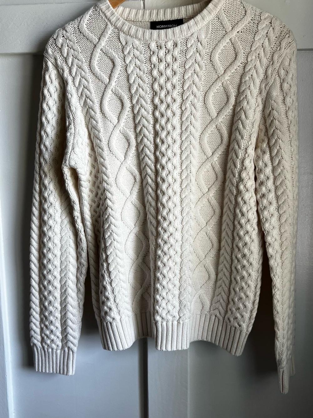Nordstrom Ivory Cable Knit Crewneck Sweater unisex